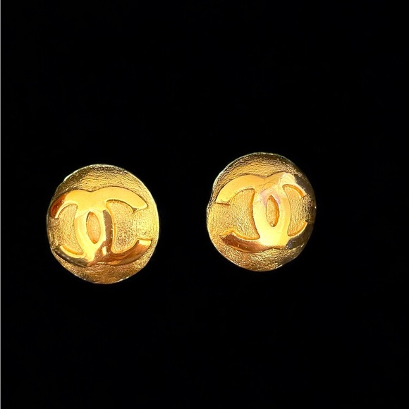 Chanel Gold Button Earrings - Authentic - Picture 5 of 7